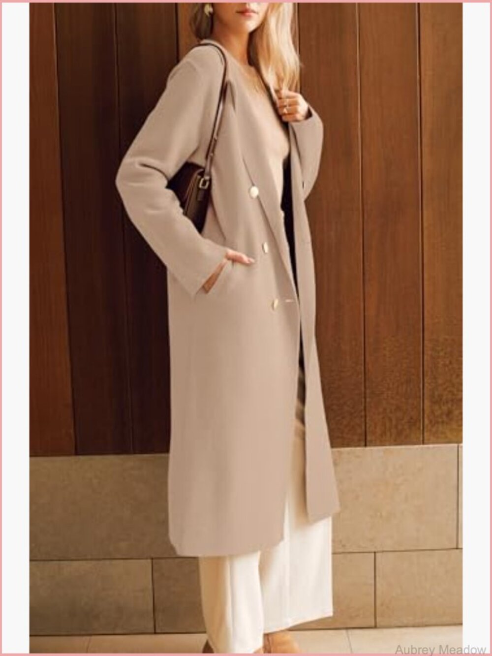 Double Breasted Wool Blend Long Cardigan Coat with Pockets - Picture 4 of 7